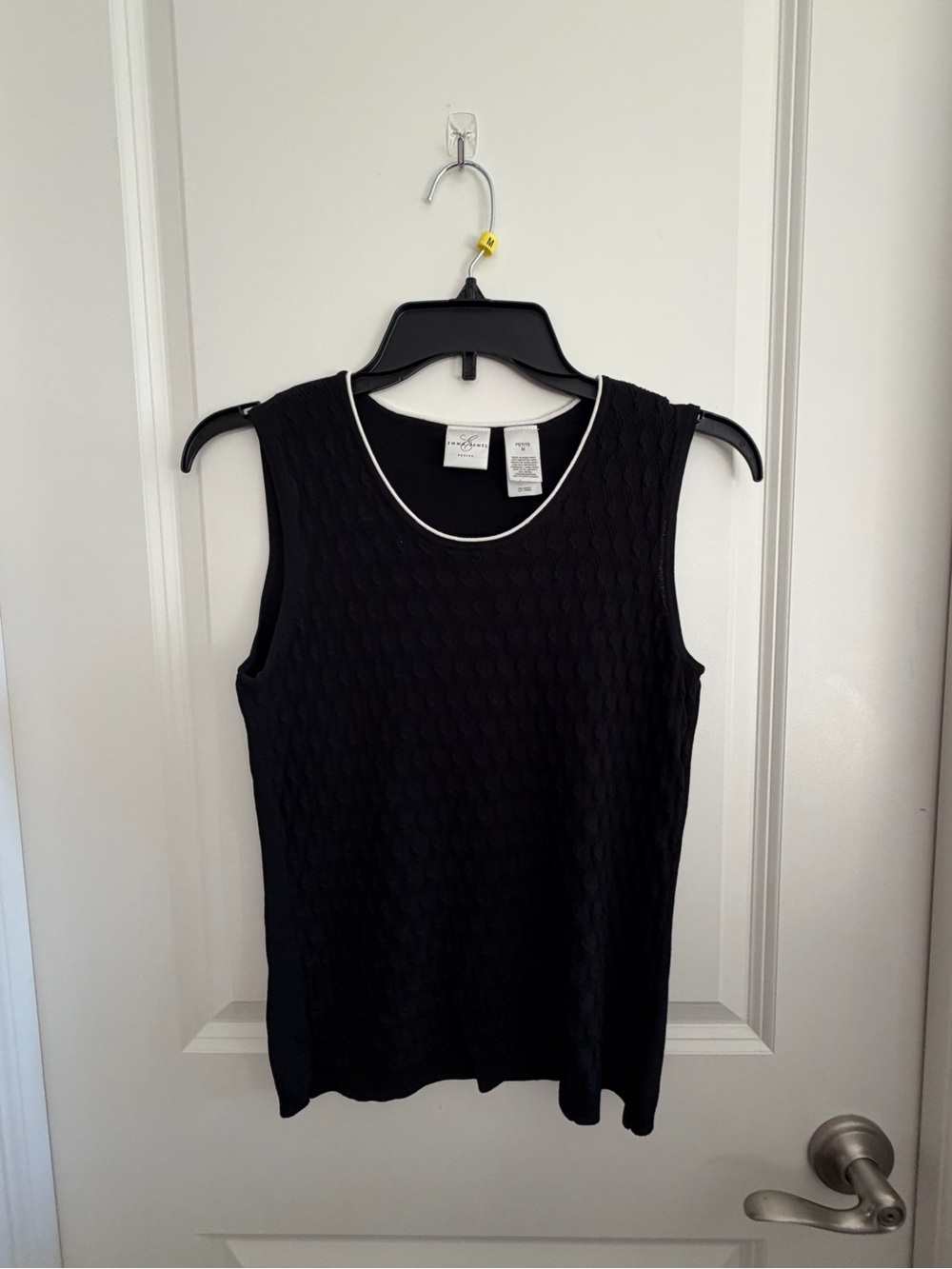 Emma James Black Sleeveless Tank with White Trim